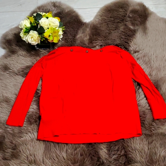 J. Crew Red Button Boatneck Sweater - Picture 2 of 4